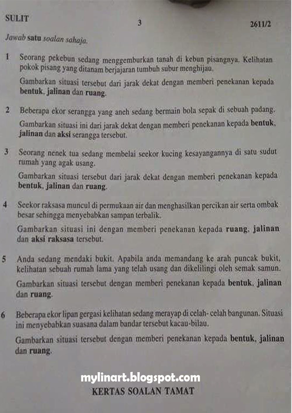 Soalan Kertas 2 Pendidikan Seni Visual SPM 2014 