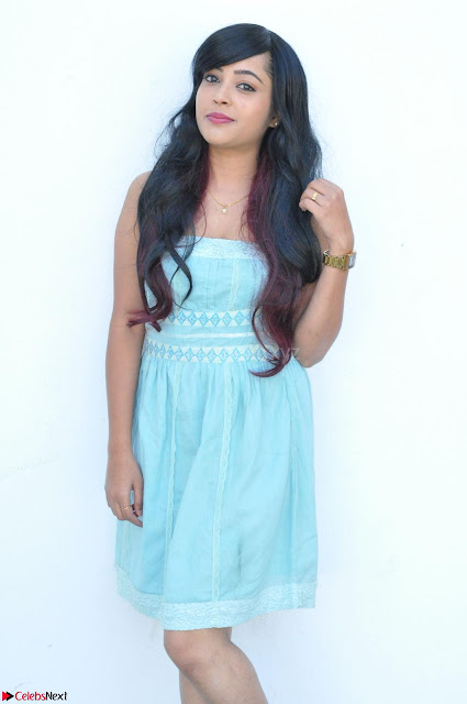 Sahana New cute Telugu Actress in Sky Blue Small Sleeveless Dress ~  Exclusive Galleries 001.jpg