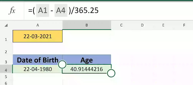 calculate age using today function in excel hindi