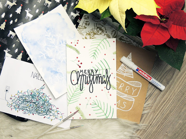 hand lettering christmas cards DIY blogmas glitter is black