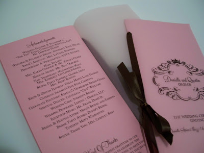 Candy Pink Chocolate Brown Wedding Programs