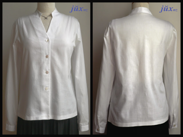 Vintage Butterick 9899 herringbone white shirt