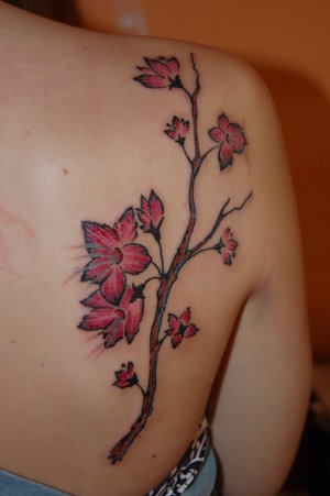 pretty flower tattoos. cherry tree tattoo. cherry