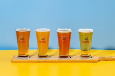 Beer on a tray ready for tasting