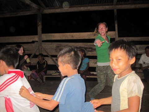 Crystal was in her element leading kids in singing.