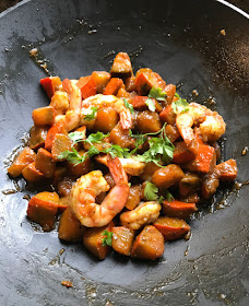Food Lust People Love: This healthy Thai-style pumpkin and shrimp stir-fry is super quick to the table, with enormous flavor. With or without the shrimp, it’s a satisfying meal. But add the shrimp. You won’t regret it.