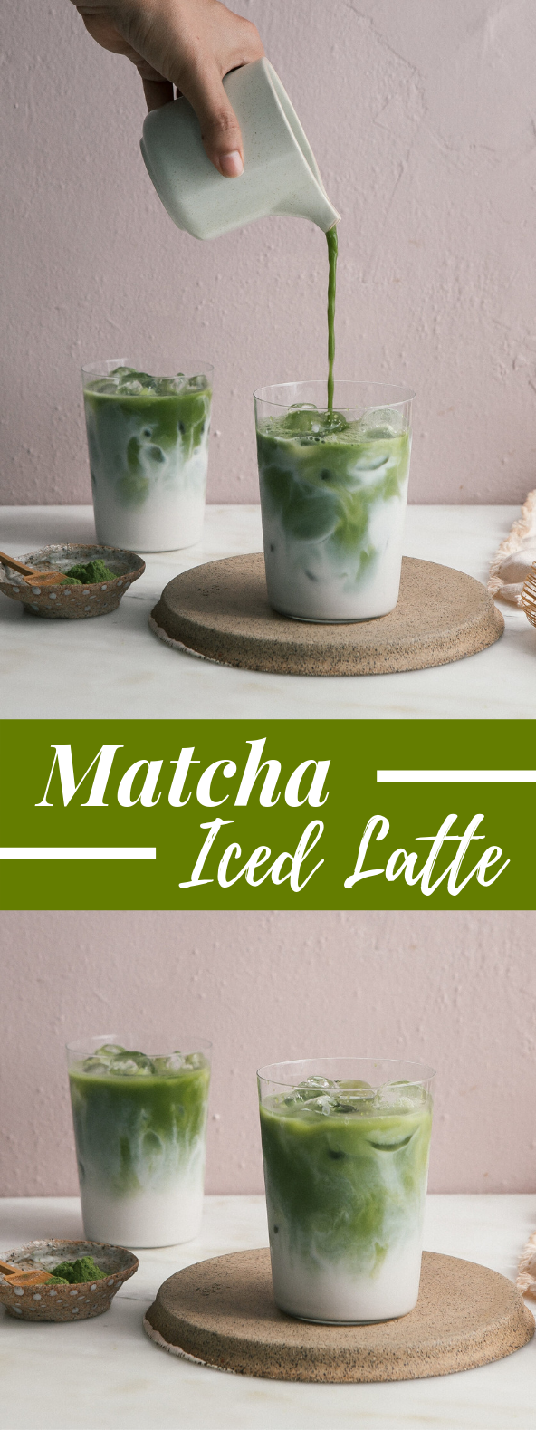 MATCHA ICED LATTE #drinks #matchalatte