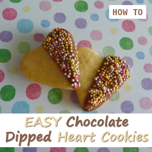 Easy to Make Chocolate Dipped Heart Shaped Cookies for Valentine's Day by CraftyMarie