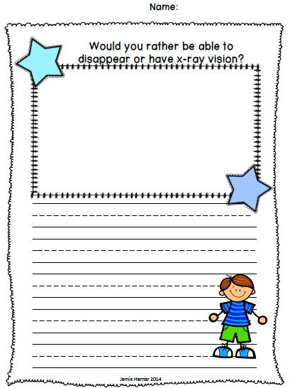 http://www.teacherspayteachers.com/Product/Would-You-Rather-Be-Writing-Worksheets-1138307