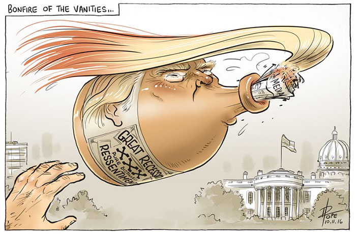 15+ Cartoonists Around The World Illustrate How They Feel About Trump Becoming President - Trump Caricature