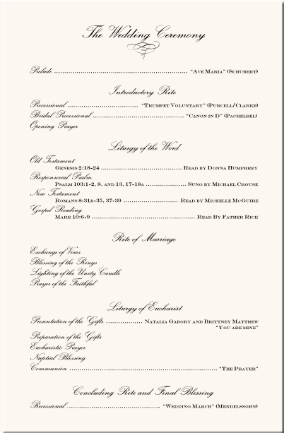 simple wedding program wording examples