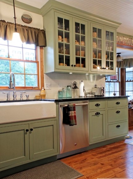 farmhouse sage green kitchen cabinets