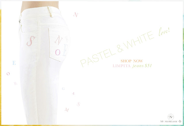 NEORGASM linpita jeans, white embroidered jeans, alphabet white jeans, pastel white jeans, perfect summer white jeans, affordable women's fashion clothes 