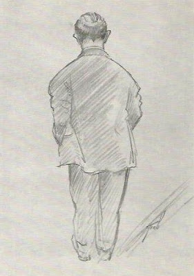 Dibujo de Miguel Najdorf realizado por Henry Grob