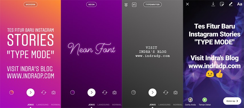 Instagram Stories Type Mode