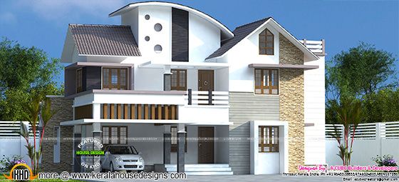 3709 sq-ft 5 bedroom mixed roof house