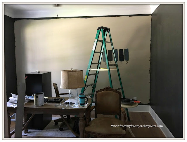 Home Office Makeover-DIY-Feature Wall-New paint-From My Front Porch To Yours