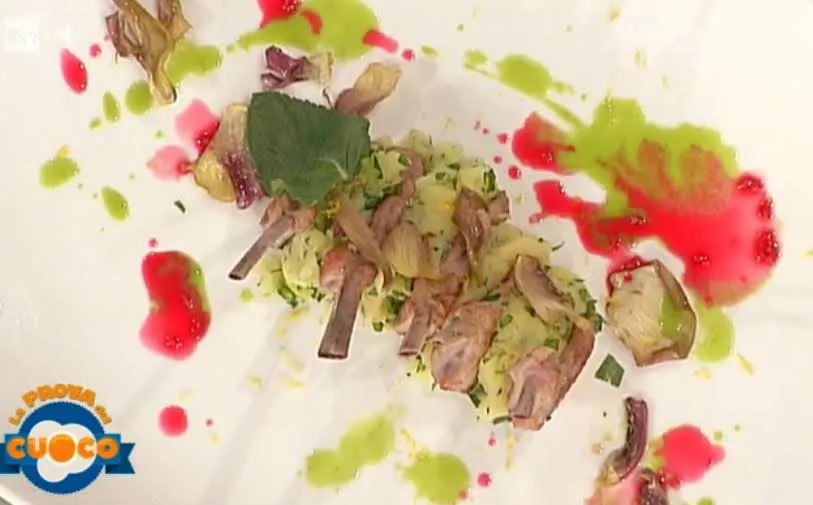 Scottadito con patate, carciofi e asparagi