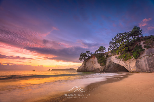 pastel dawn cathedral cove