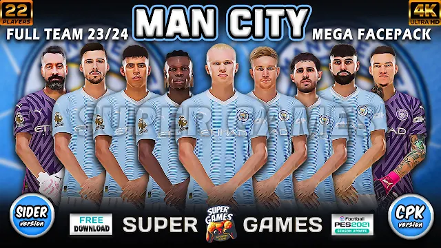 eFootball PES 2021 Manchester City FC Mega Facepack Season 2023-2024