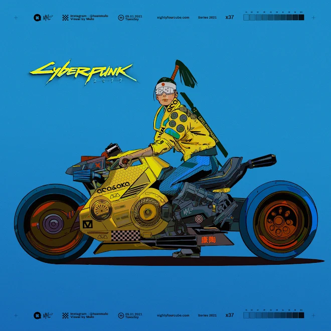 Cyberpunk 2077 Bosozoku Warrior Girl - Illustration by Mulo