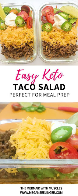 Easy Keto Meal Prep Ground Beef Taco Salad