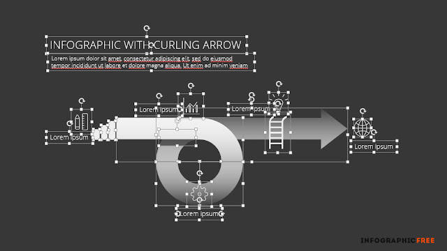 Editable curling arrow