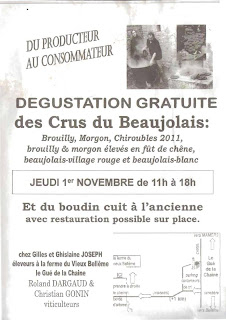 affiche dégustation crus beaujolais boudin vieux bellême