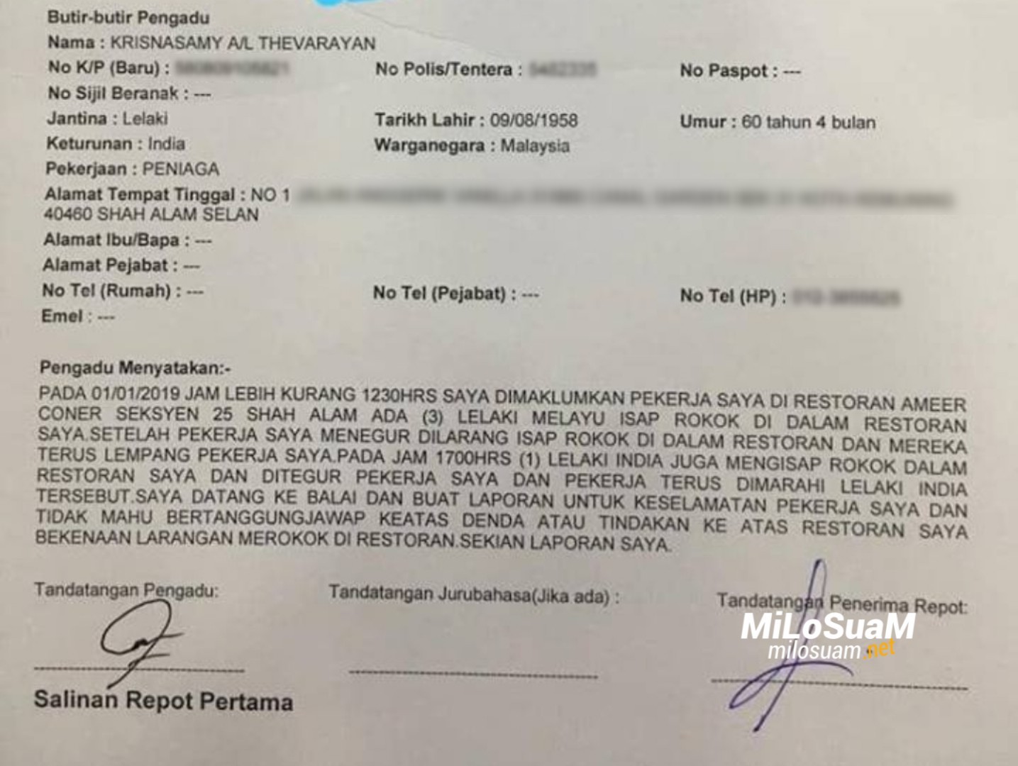 Laporan polis pekerja kena tampar