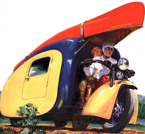 Harley Tri Glide Trike Adventure: Vintage Motorcycle Camper Trailer