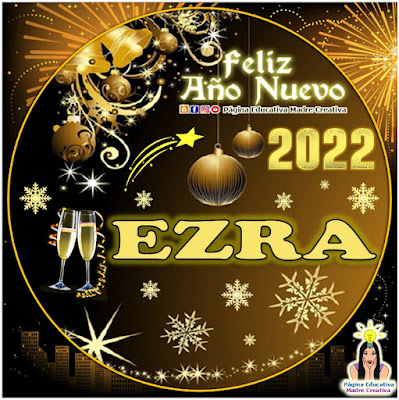 Nombre EZRA por Año Nuevo 2022 - Cartelito mujer