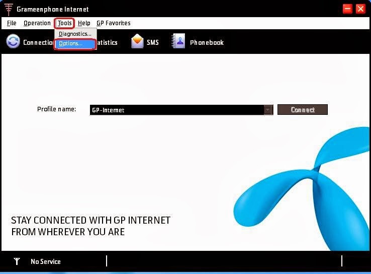 Grameenphone Internet Modem - Tools to Options