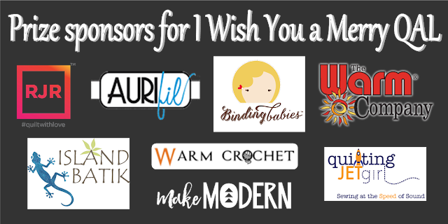 Prize sponsors for the I Wish You a Merry Quilt Along