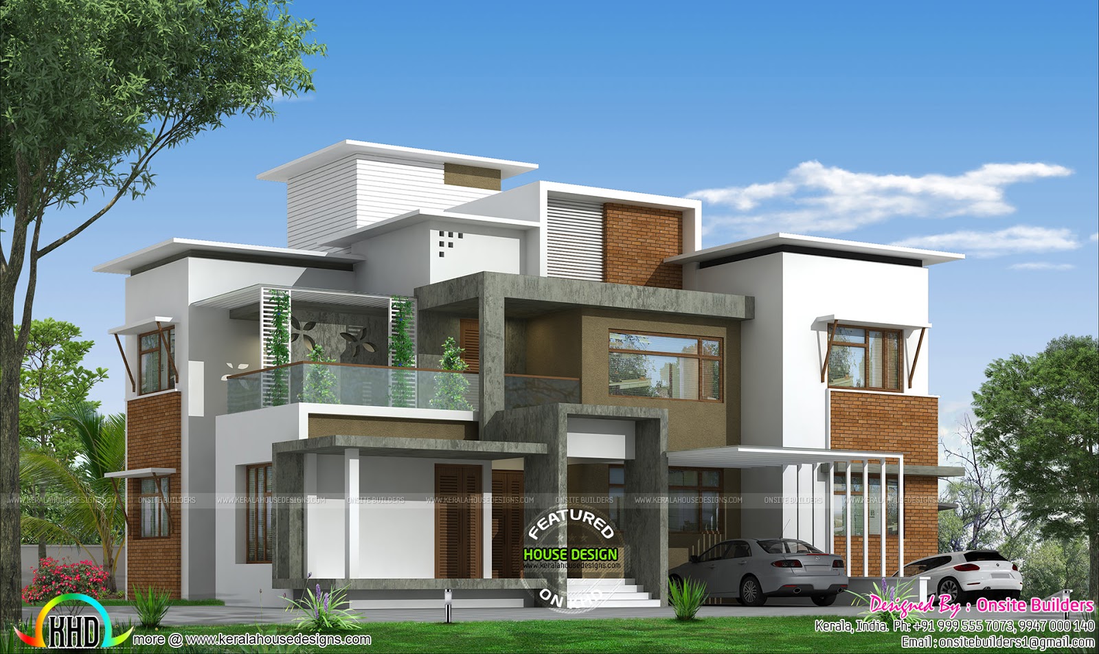 4 BHK box type  modern home  Kerala home  design  and floor 
