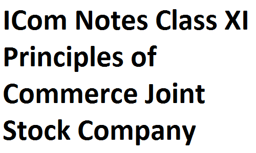 ICom Notes Class XI Principles of Commerce Joint Stock Company fsc notes