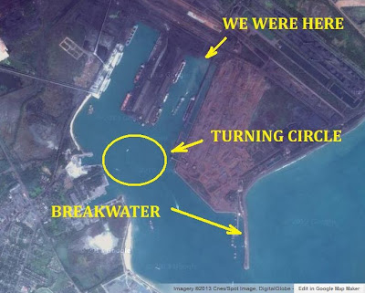 Satellite View of Paradip Port with Turning Circle and Breakwater