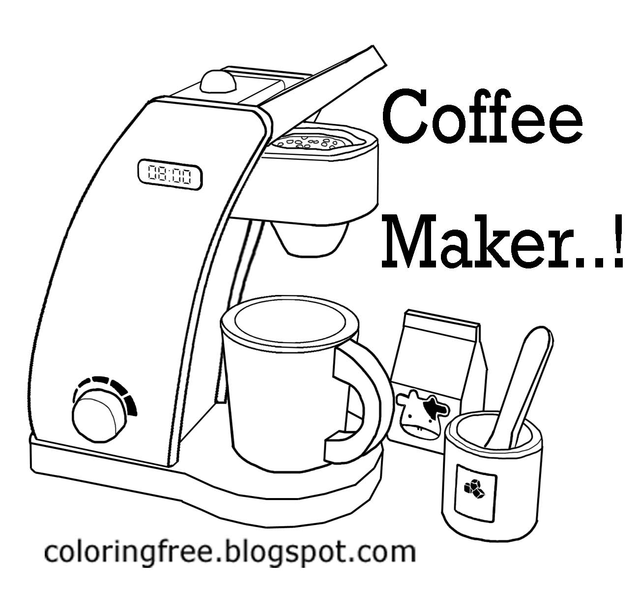 Simple clipart drink printable pictures to color online coloring for kids coffee maker kitchen set