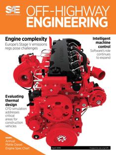 Off-Highway Engineering 2016-02 - April 2016 | ISSN 1528-9702 | TRUE PDF | Bimestrale | Professionisti | Edilizia | Tecnologia | Commercio
Off-Highway Engineering is SAE's flagship commercial vehicle magazine.
Over 19,000 BPA audited subscribers.
Published bimonthly, this publication features special sections on powertrain & energy, electronics, hydraulics, materials, testing & simulation, truck & bus engineering, and special product spotlights.
While the diesel engine has undergone an extreme evolution over the past decade, Off-Highway Engineering continue to make great strides in continuing to make cleaner engines via technological solutions such as advanced combustion, aftertreatment systems, and hybridization.