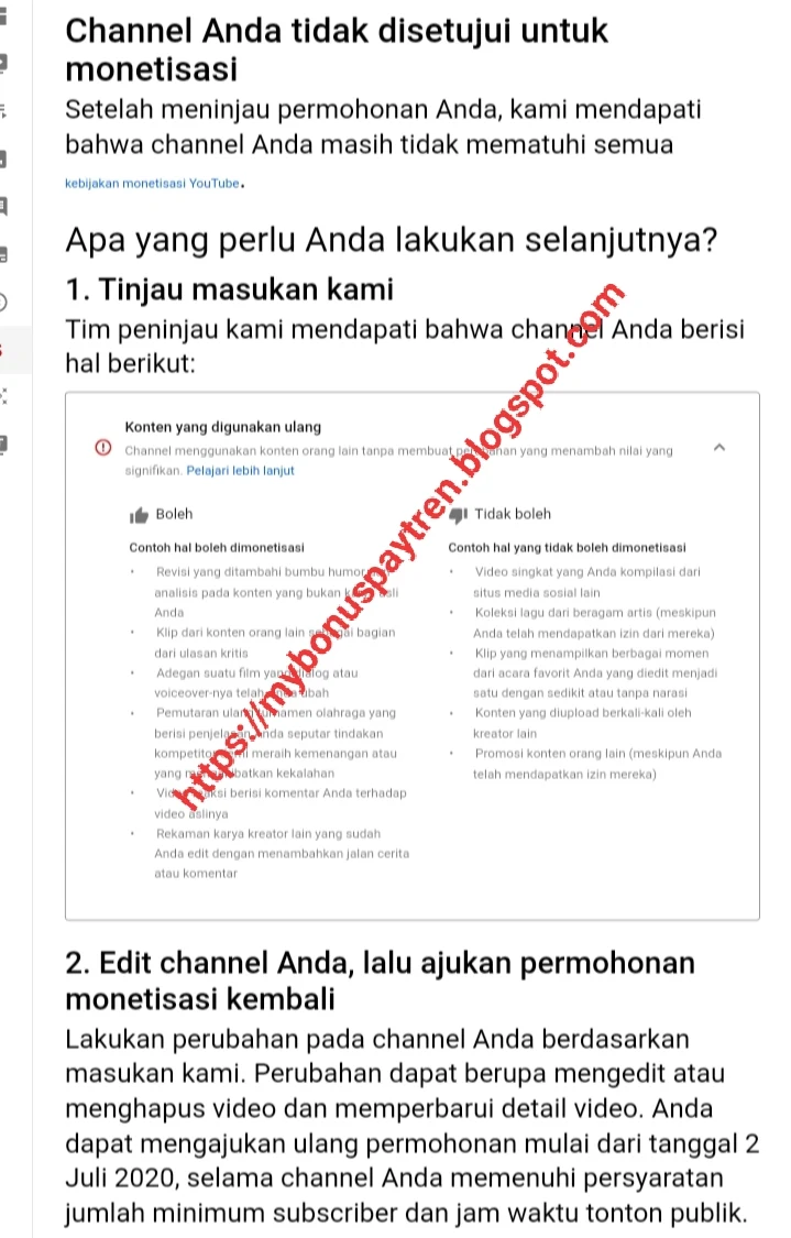 Gagal Mendapatkan Uang Di YouTube