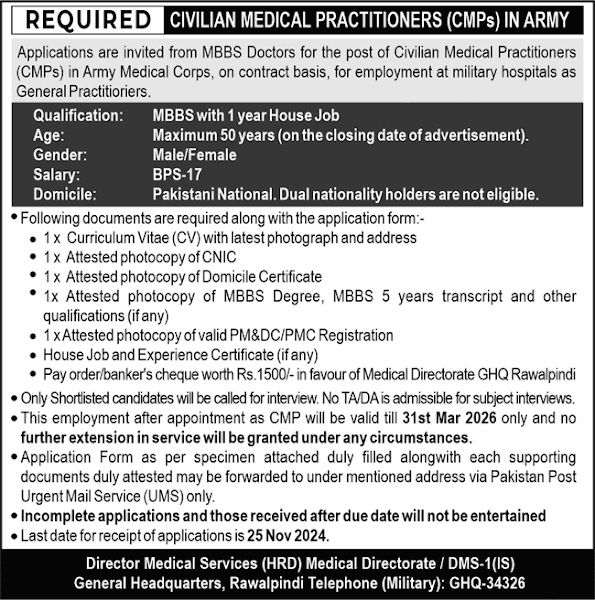 Civilian Medical Practitioner Jobs