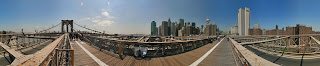 360 panorama of New York skyline from Brooklyn Bridge. Panoramic Earth image by Peter Watts