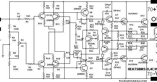  300  Watt  MOSFET Audio Power  Amplifier  Gambar Skema  