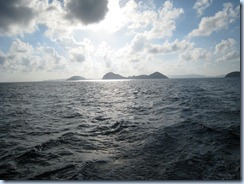 Sunset over BVI from ocean