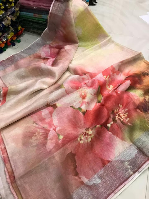  Linen Digital Print Saree