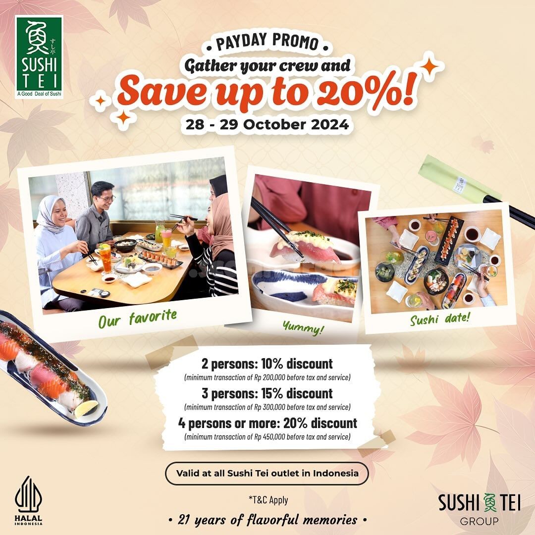 Promo Sushi Tei Payday Diskon 20%