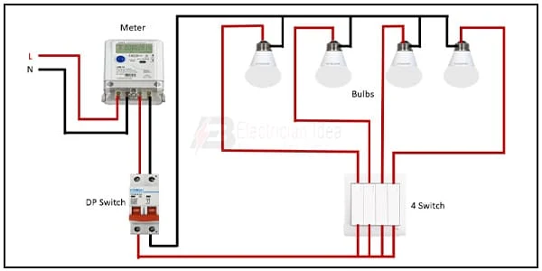 Diagram of switch board wiring: