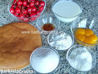 Tort de cirese cu budinca de vanilie ingrediente reteta