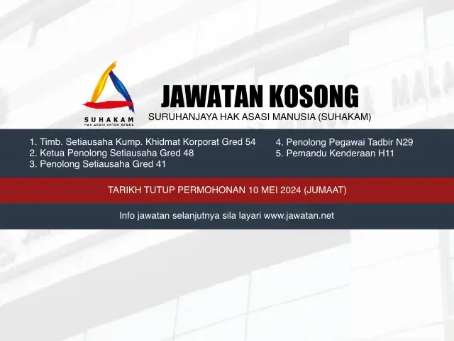 Jawatan Kosong SUHAKAM Mei 2024