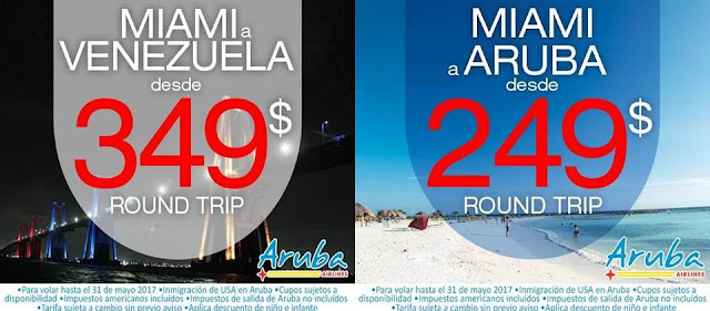 Dos destinos, una misma línea aérea para Miami y Aruba con Aruba Airlines. Call Center Aru-Apure. 58-0247-6890496