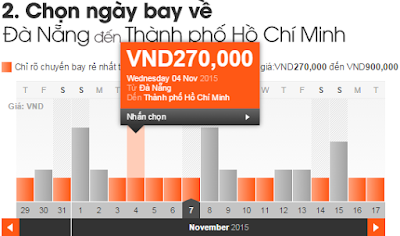 Bảng giá vé máy bay Sài Gòn đi Vinh Tháng 11 / 2015